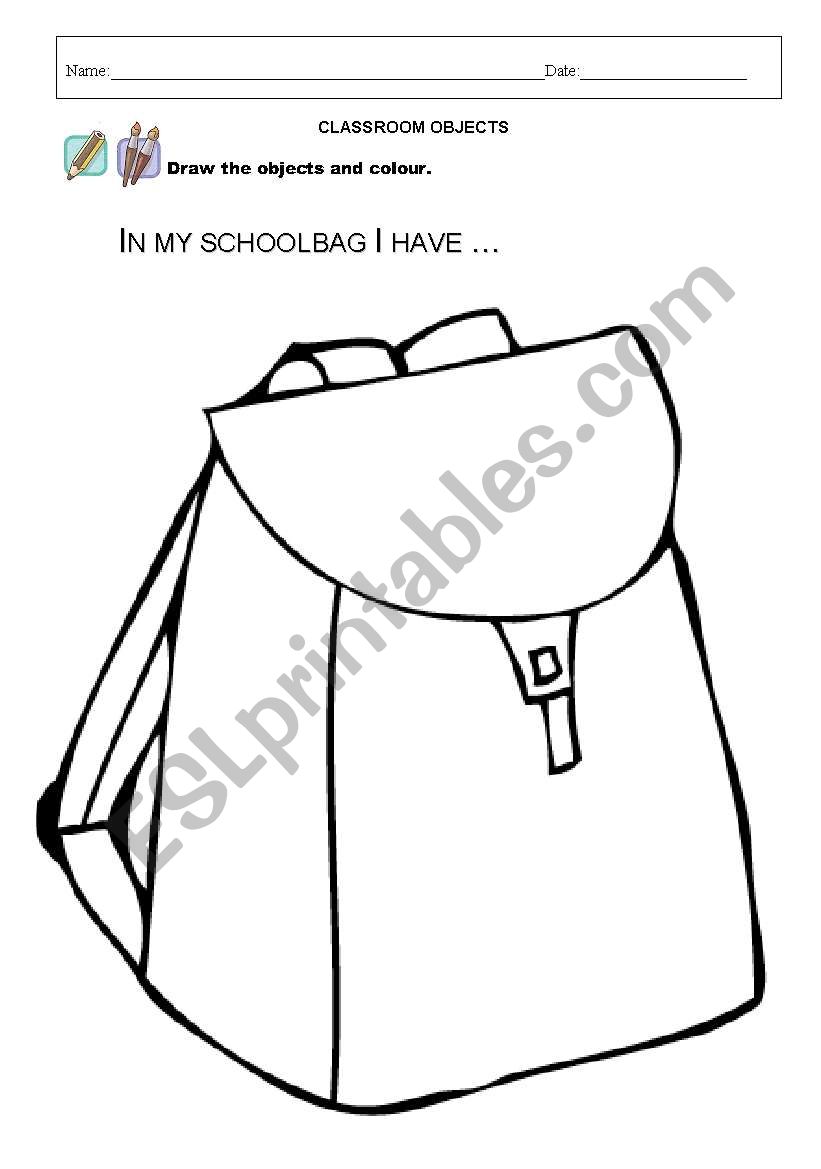 School objects worksheet