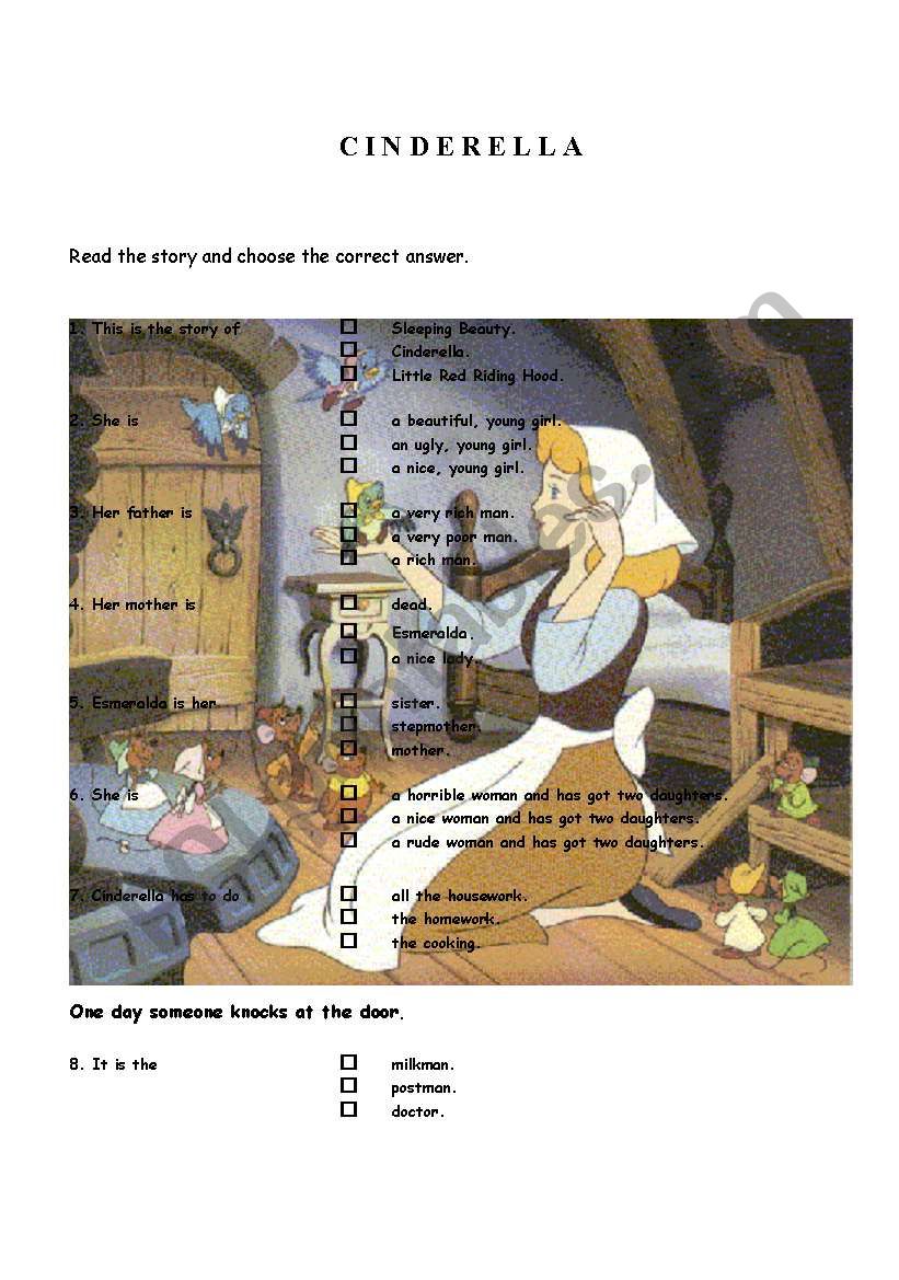 THE STORY OF CINDERELLA worksheet