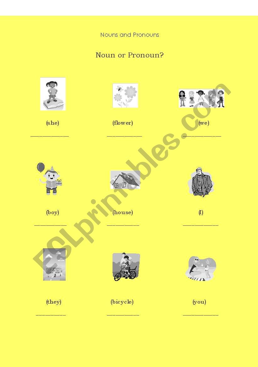 Nouns or Pronouns worksheet