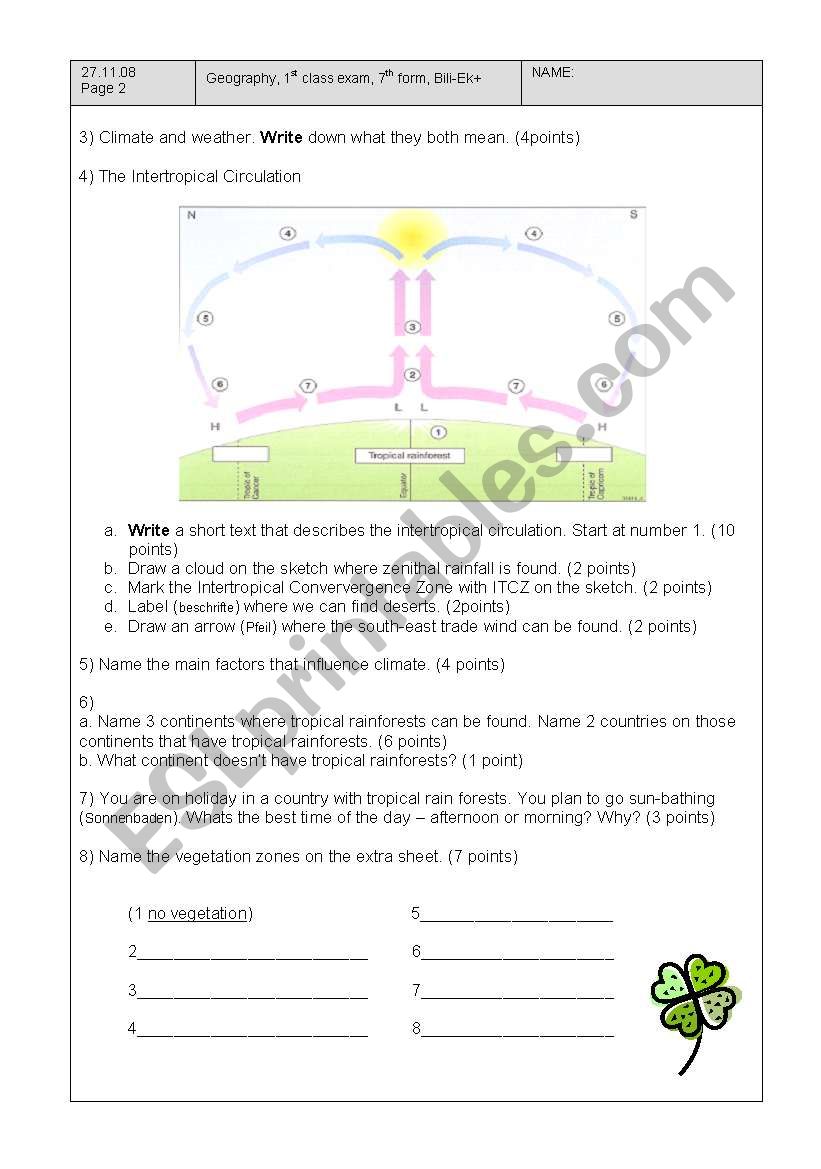 class test earth in space, intertropical convergence zone, rainforest