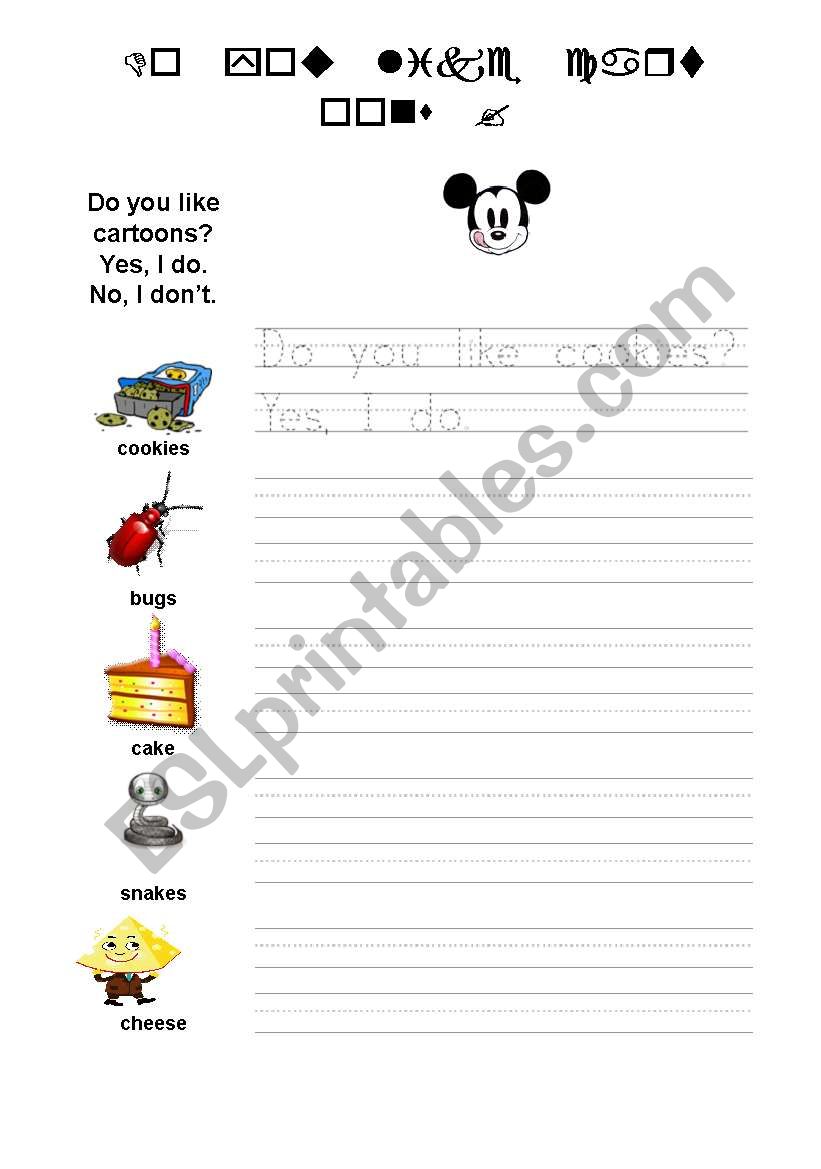 Do you like...? worksheet