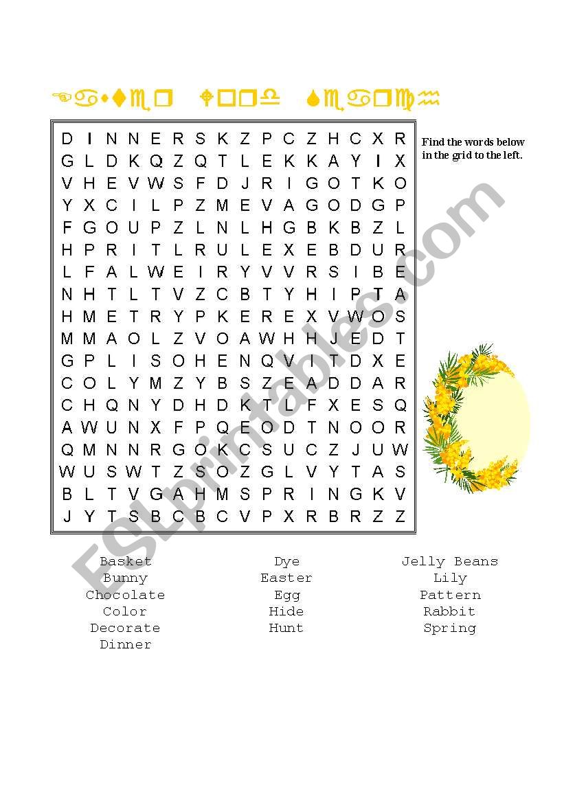 Easter Word Search worksheet