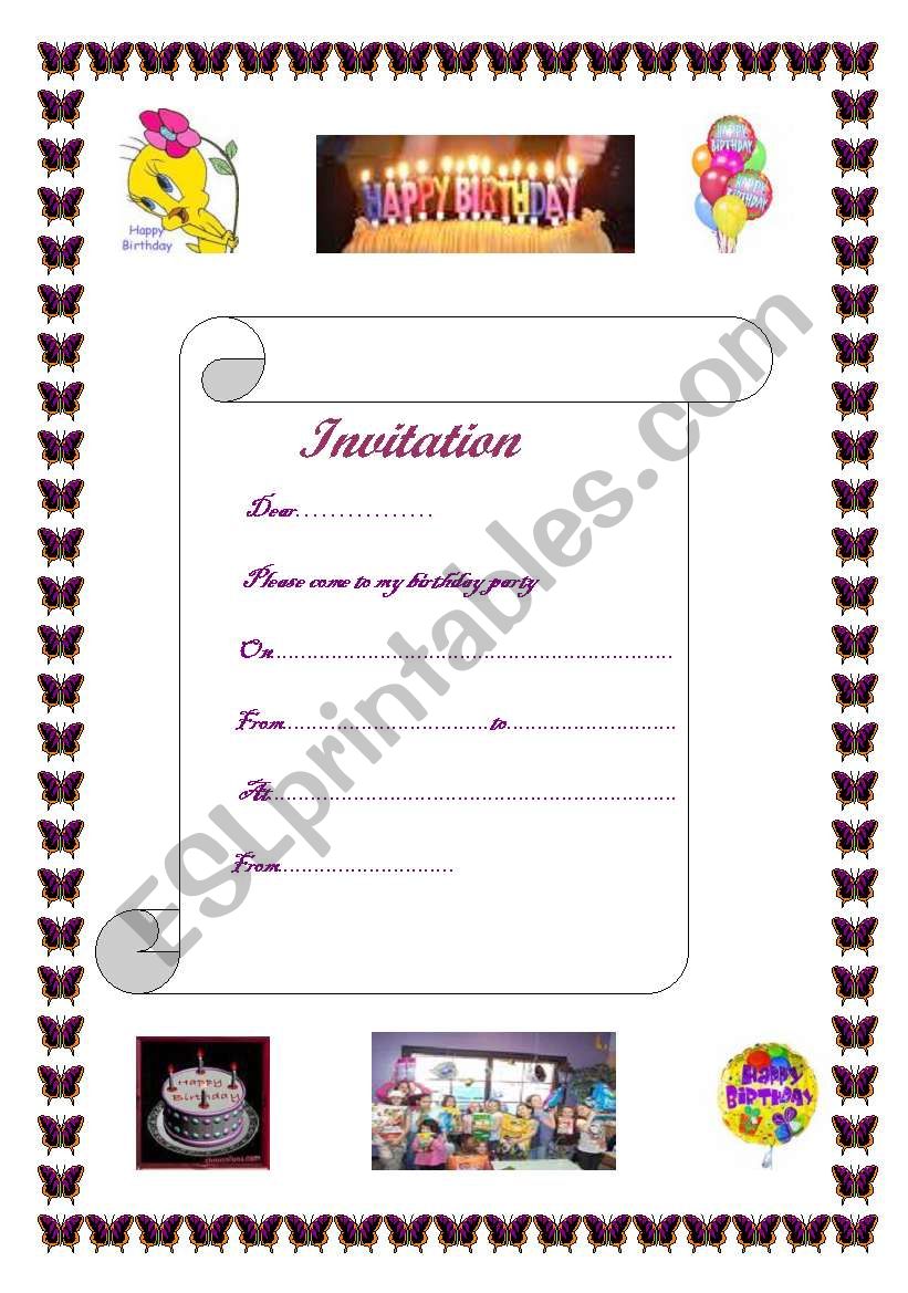 birthday invitation worksheet