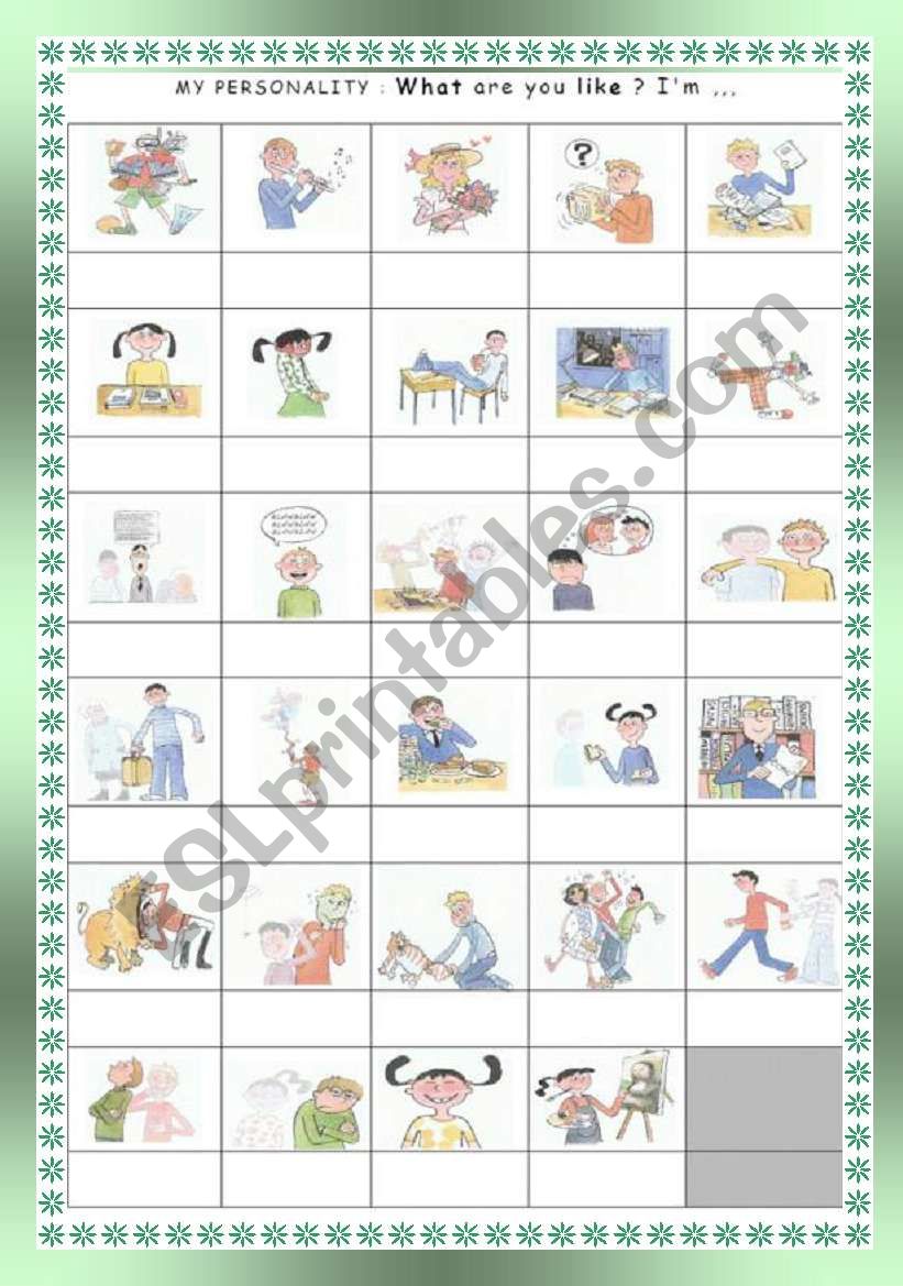 Personality (adjectives) worksheet