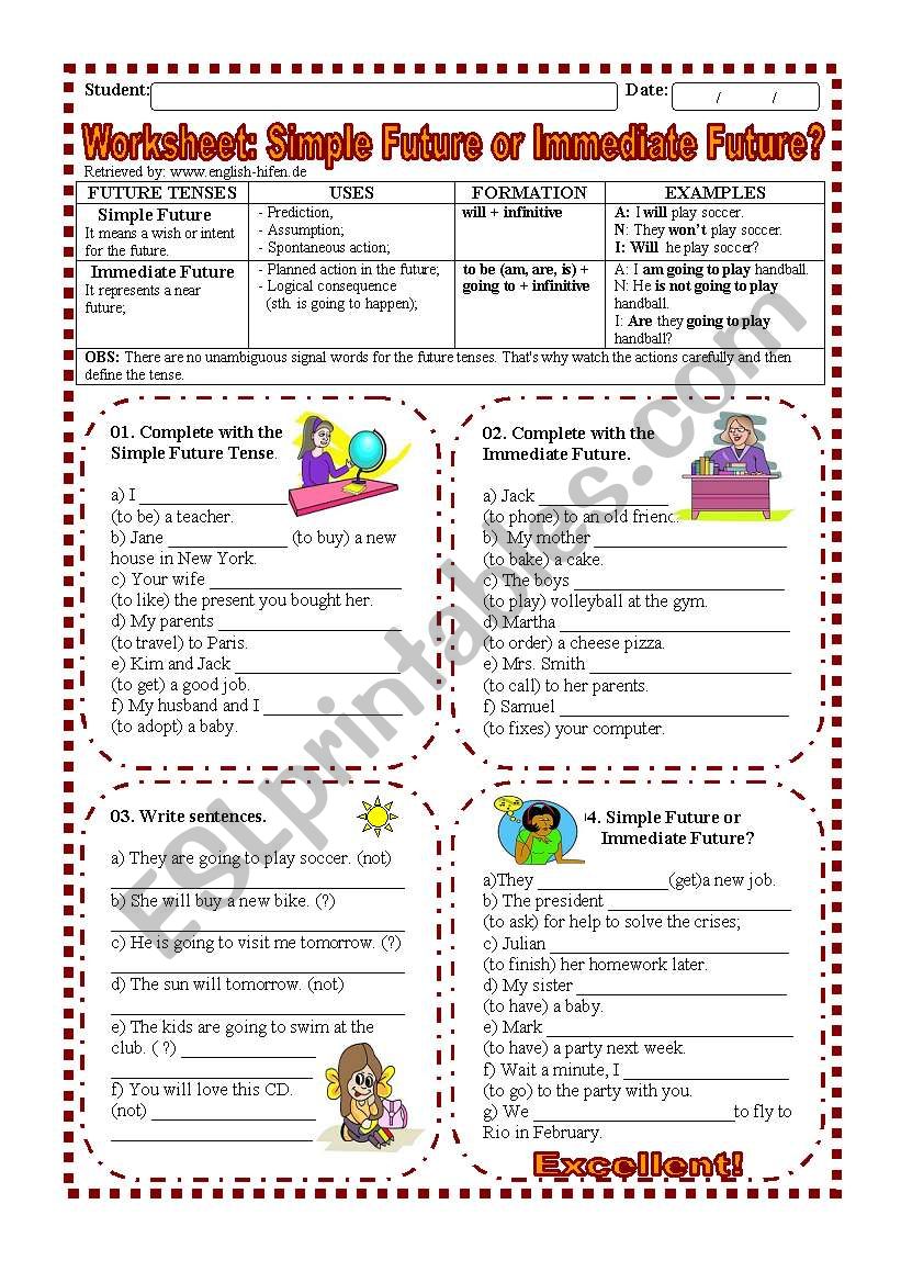 Worksheet: Simple Future or Immediate Future?