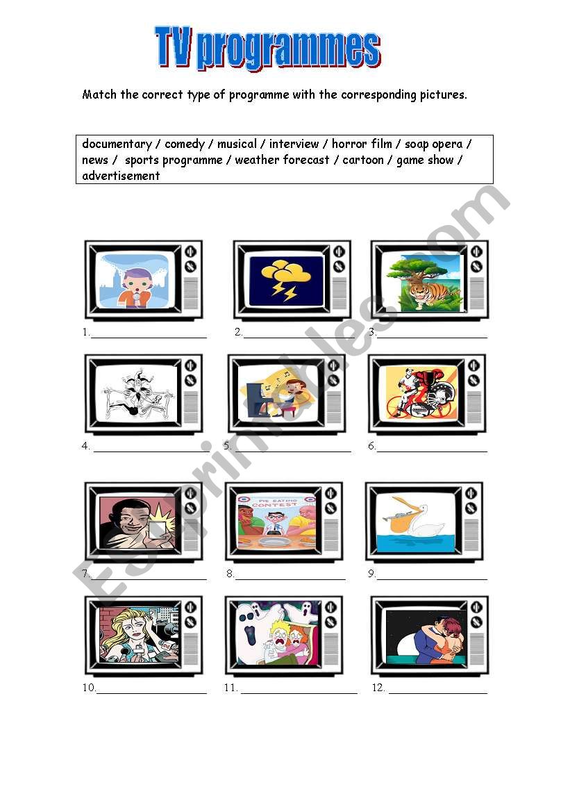 TV programmes worksheet