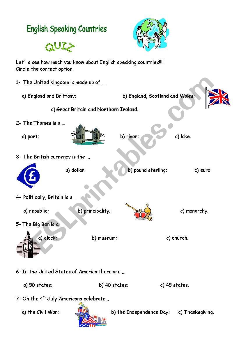 English quiz worksheet
