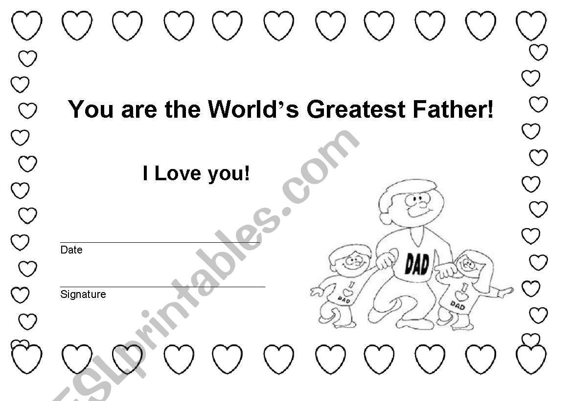 FatherÂ´s day award worksheet