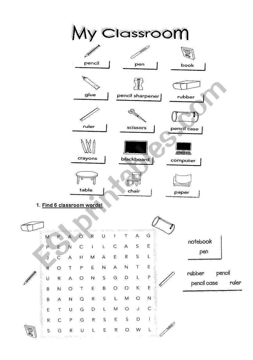 Classroom material worksheet