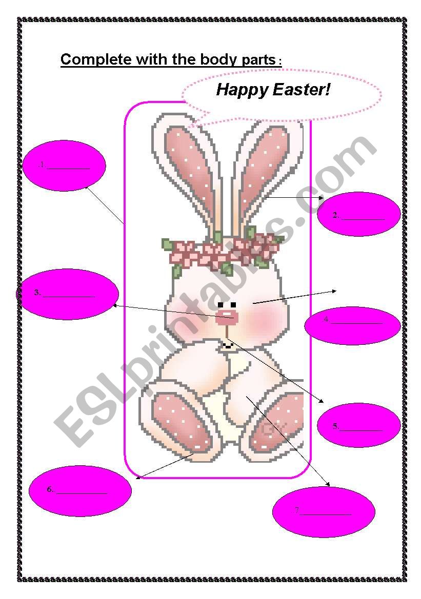 Cute Easter worksheet great to revise body parts +key