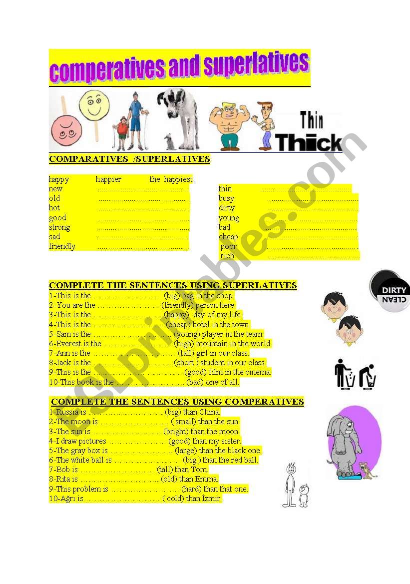 comperative superlative worksheet