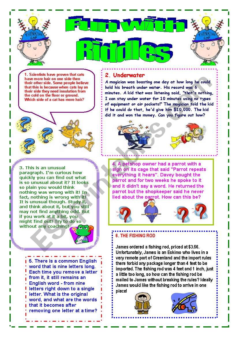 Fun with RIDDLES!!! worksheet