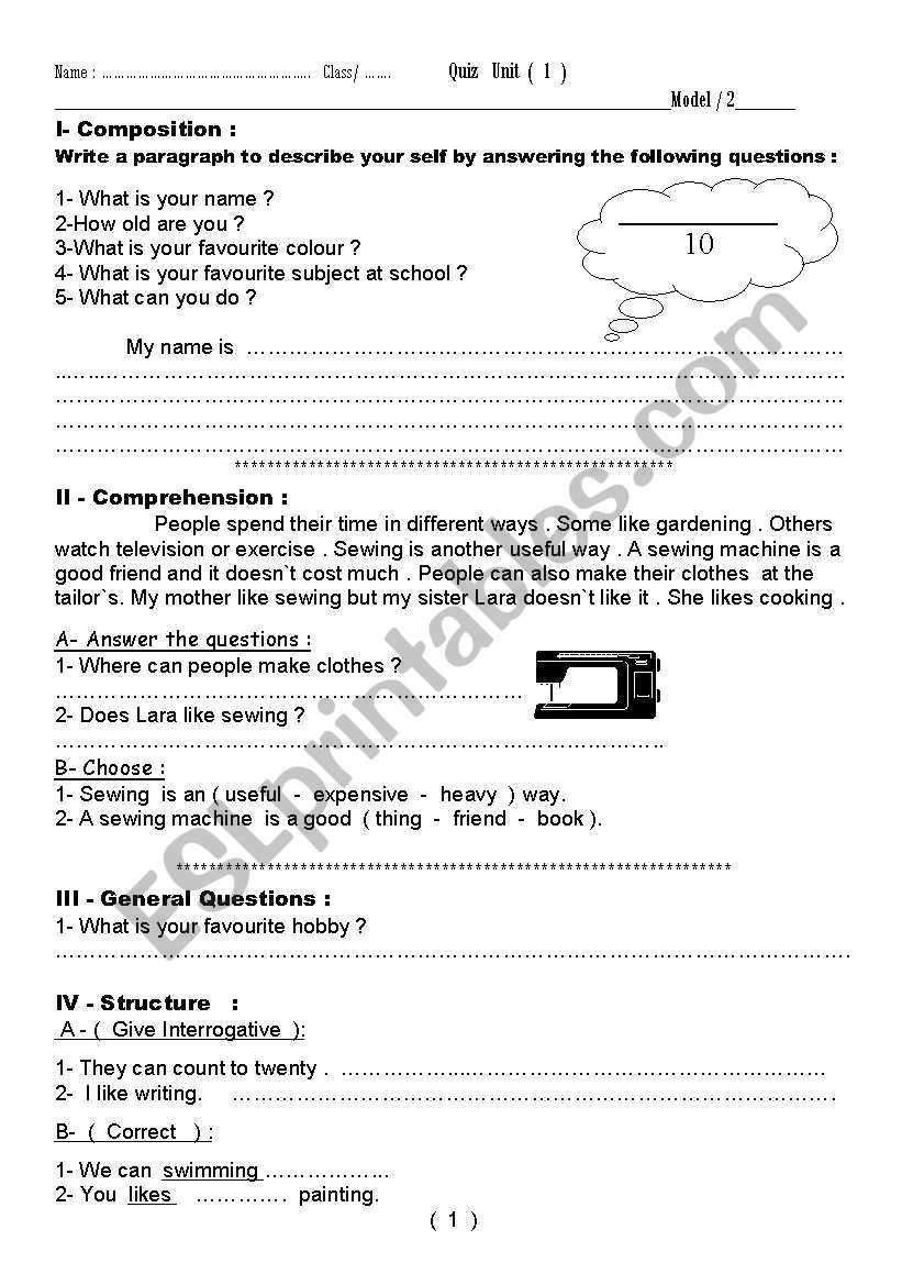 work sheet, test worksheet