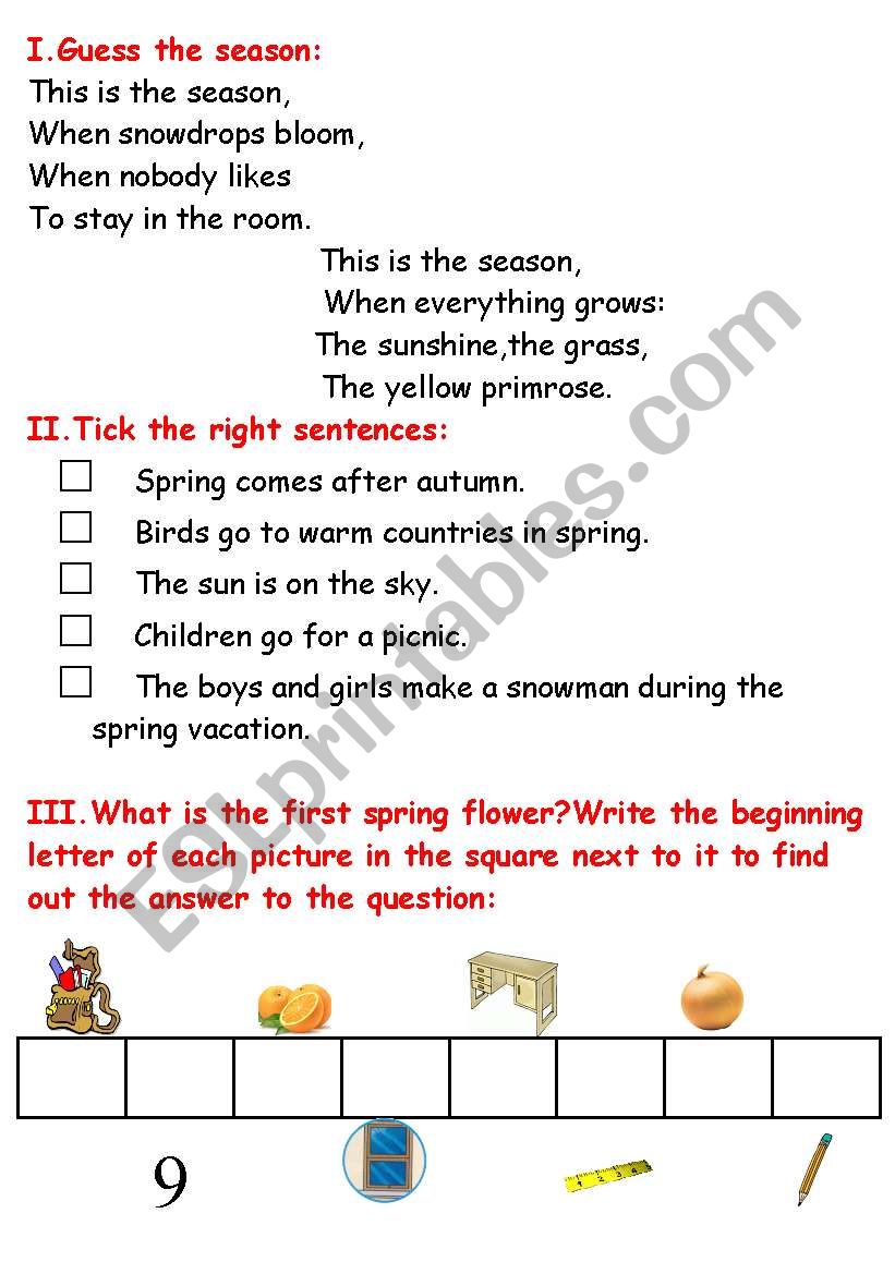 Spring is in the air worksheet