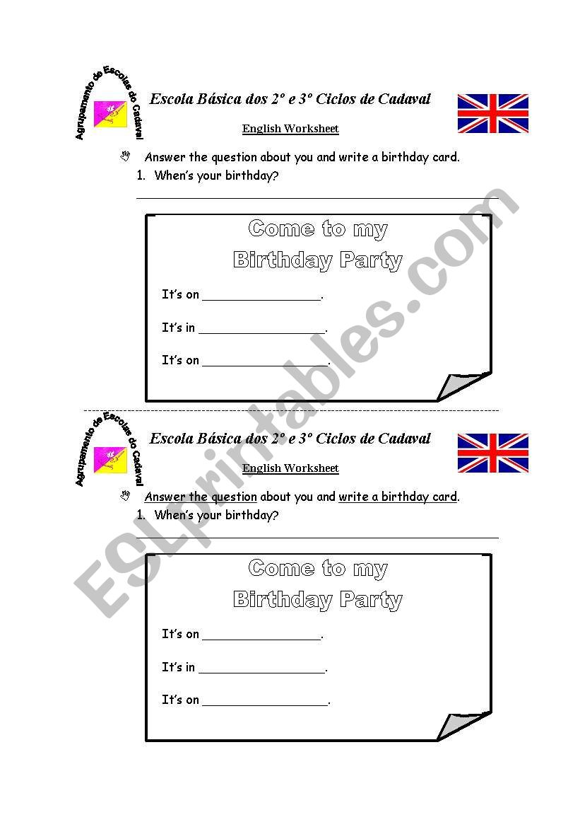 a birthday card worksheet