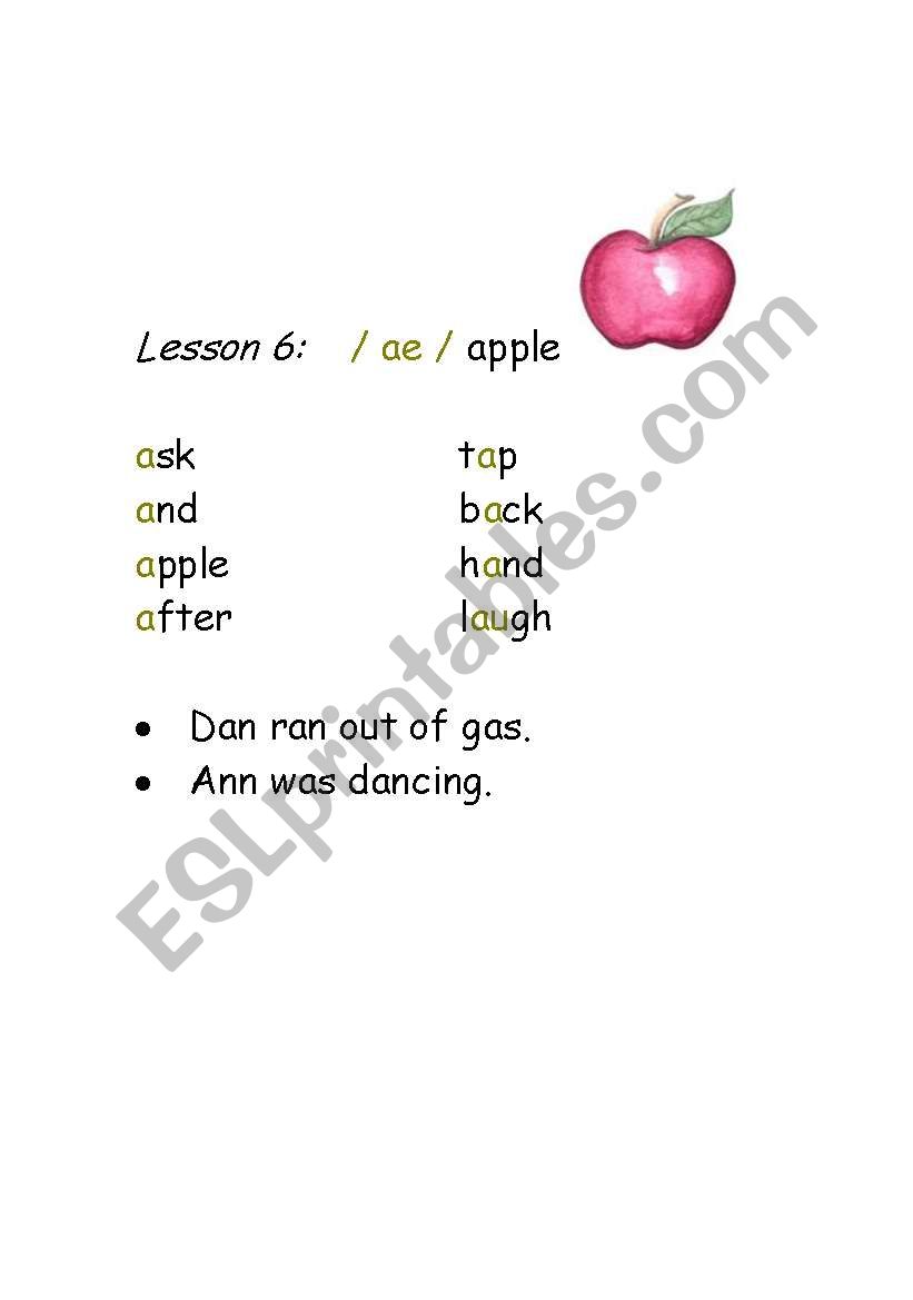 Phonetics-vowel /ae/ worksheet