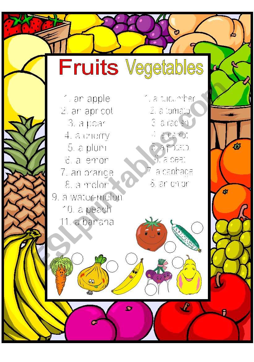 Fruits and vegetables vocabulary