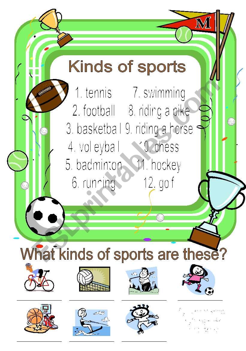 Kinds of sports worksheet