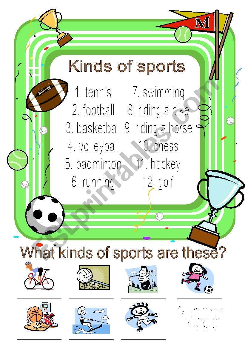 Kinds of sports worksheet