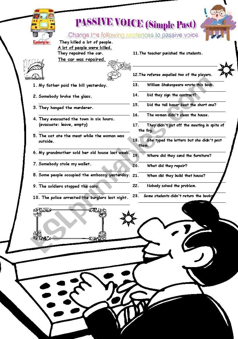 Passsive Voice(Simple Past) worksheet