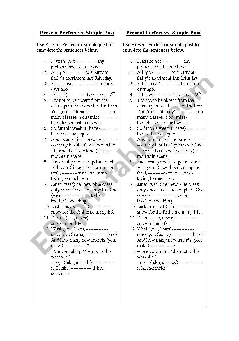 present perfect vs simple past