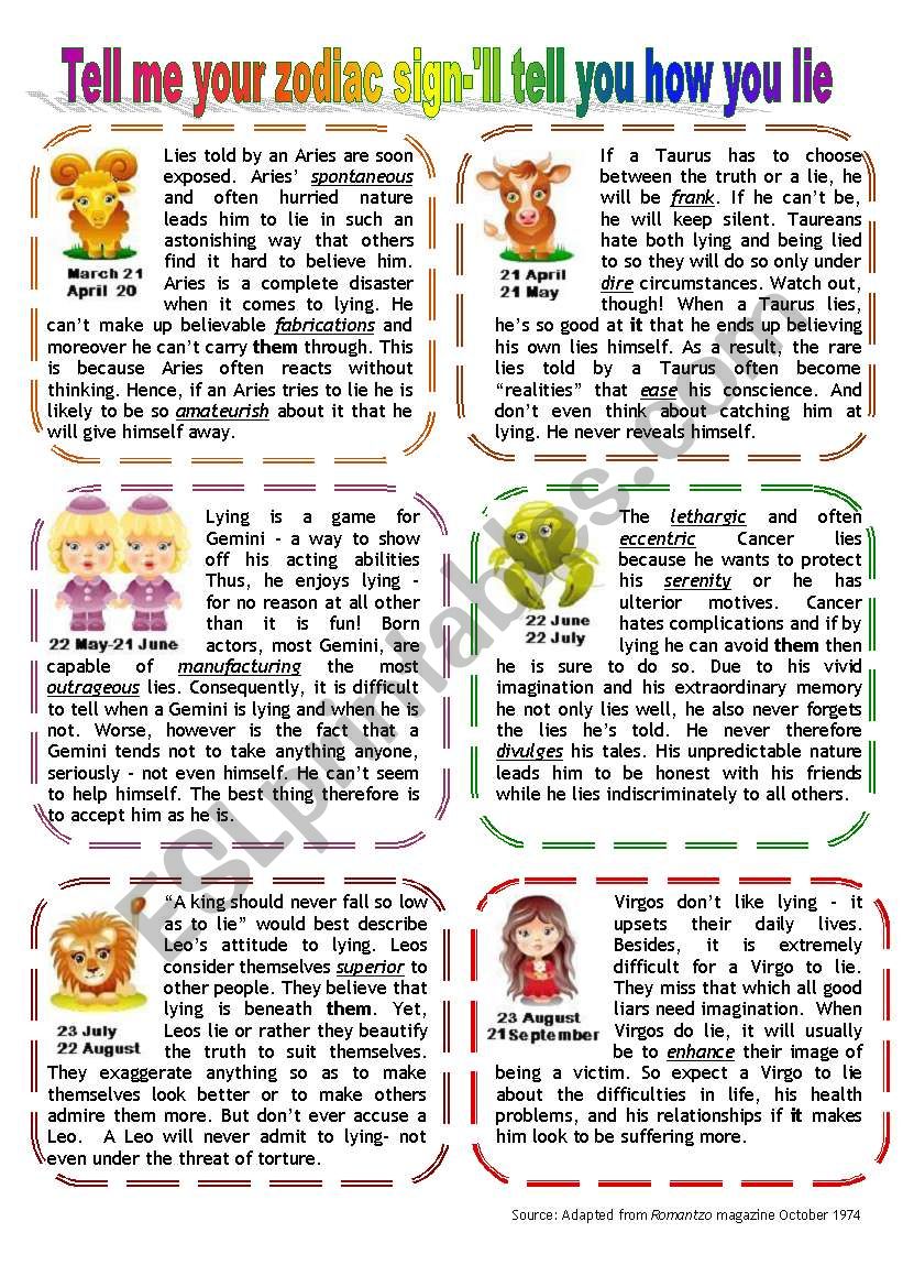 TELL ME YOUR SIGN, IÂ´LL TELL YOU HOW YOU LIE (1)