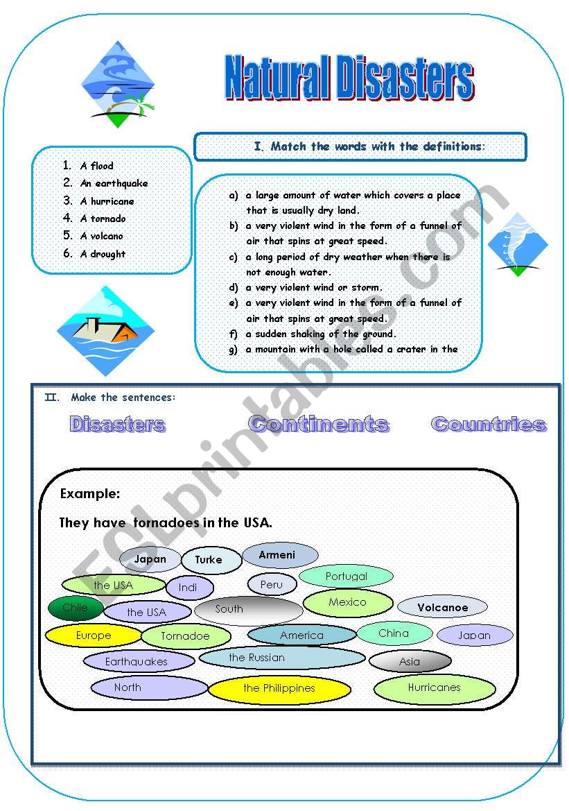 natural disasters worksheet