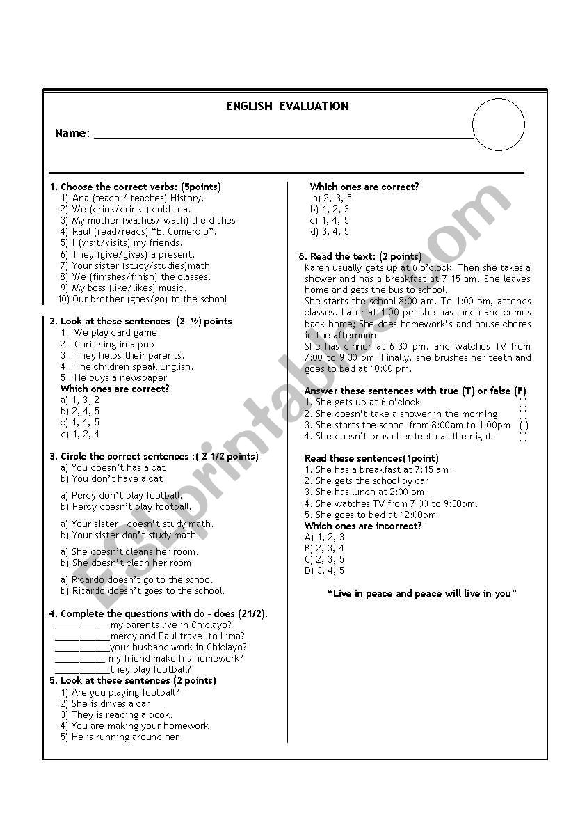  full exercise   in present simple 