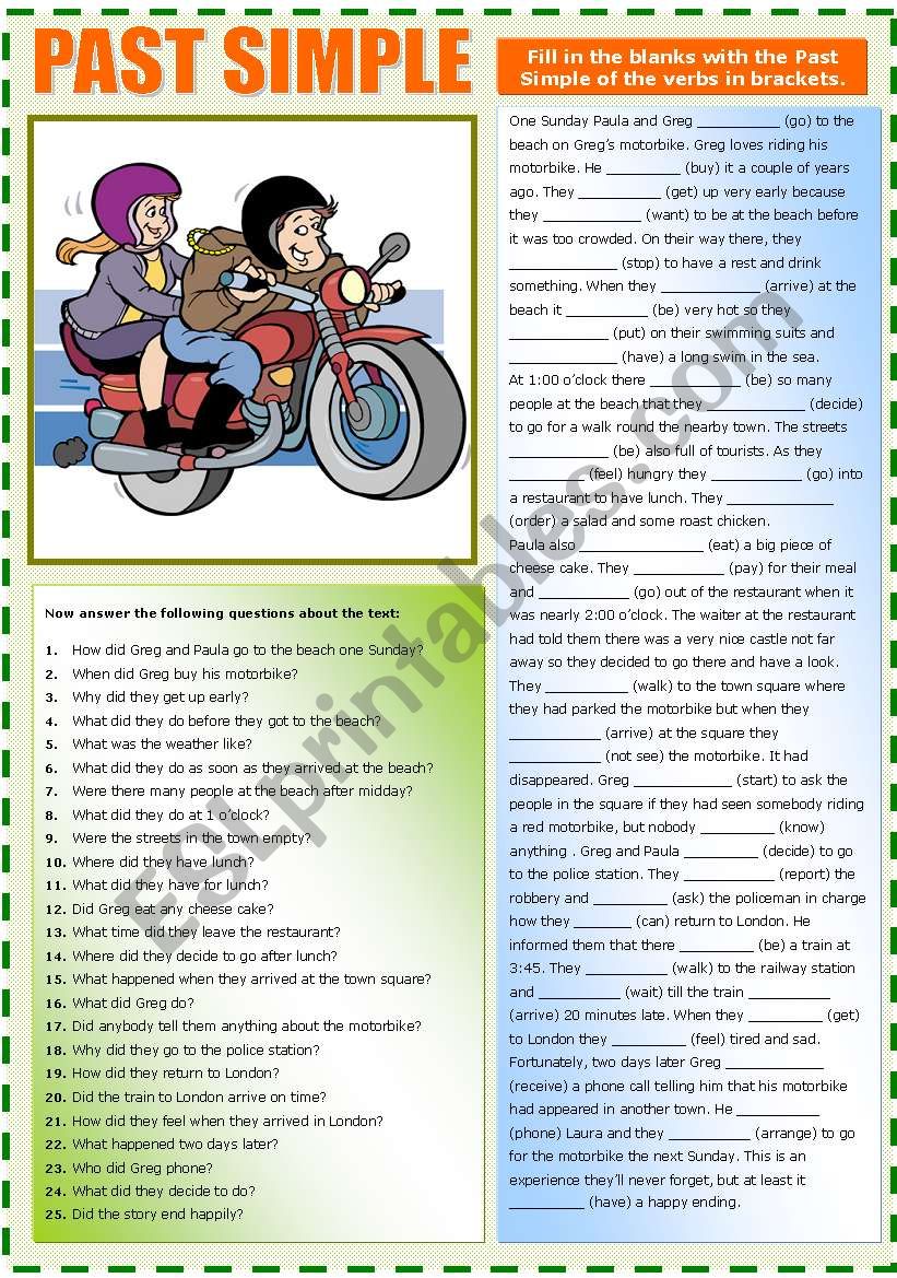 Paula and Greg (PAST SIMPLE) worksheet