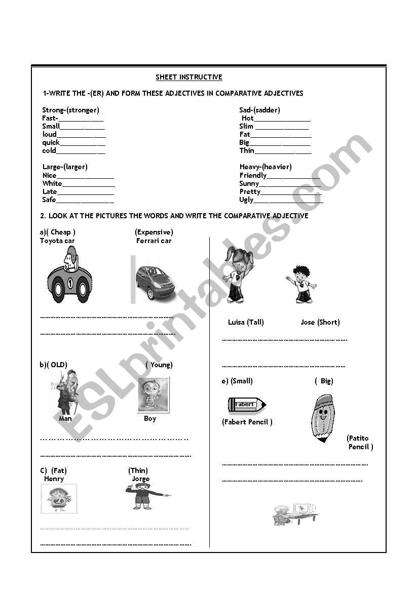 comparative adjectives  worksheet