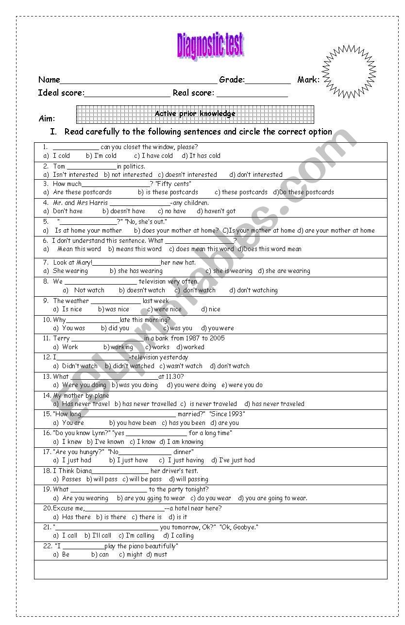 diagnostic test intermediate level