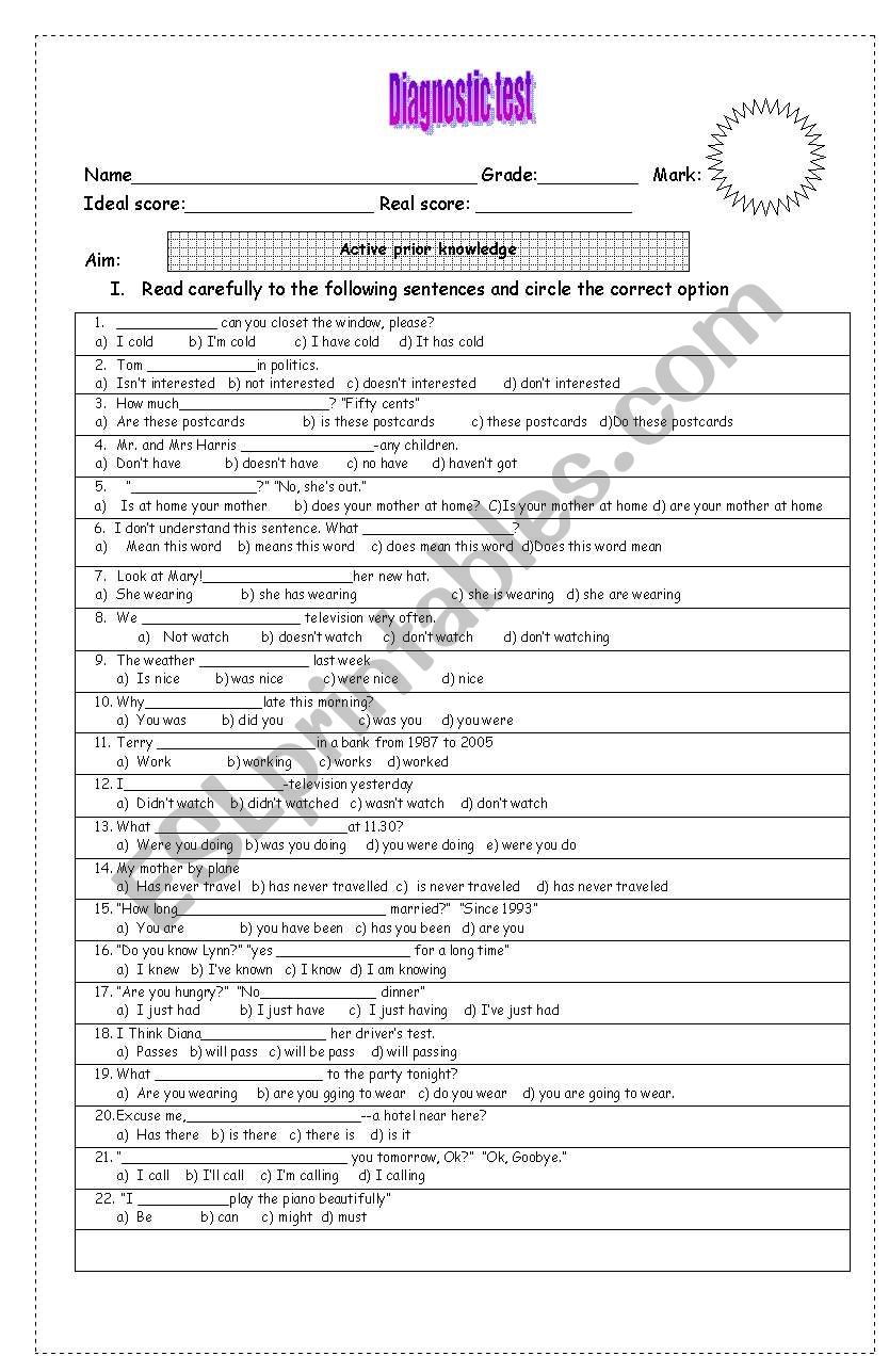 diagnostic test intermediate level