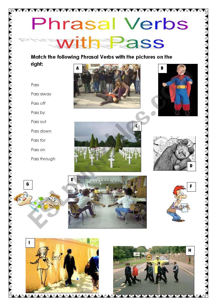 English worksheets PHRASAL VERBS WITH ´´PASS´´