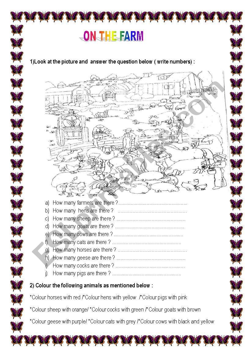 on the farm worksheet