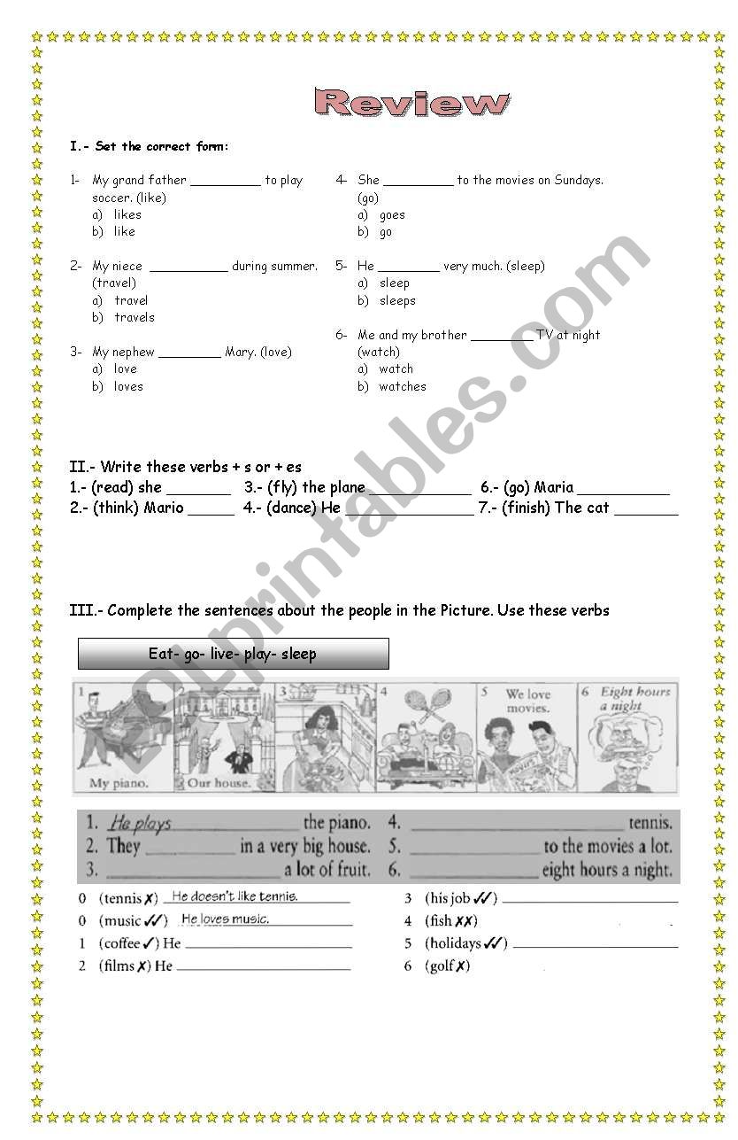 exercises using simple present 3 forms