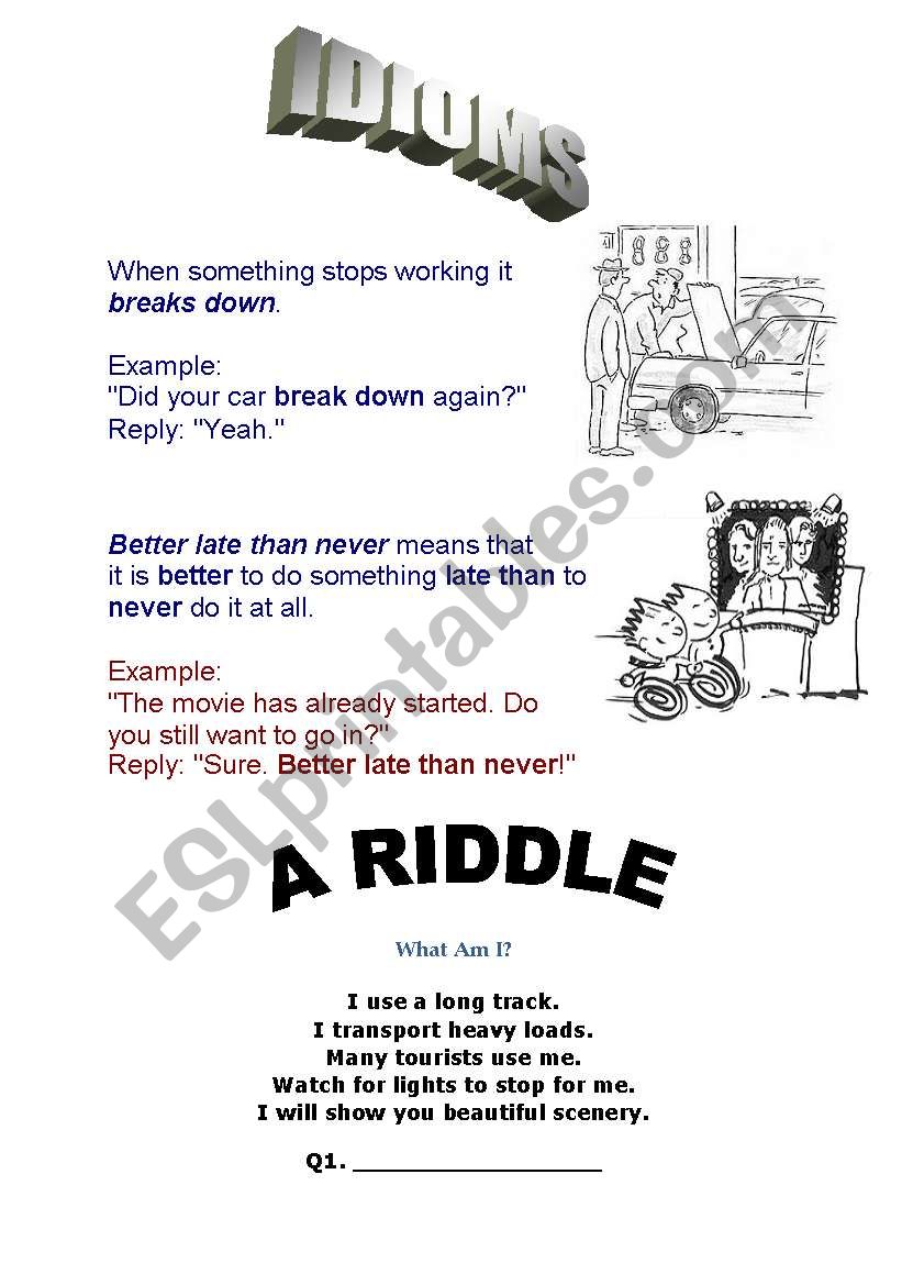 Idioms worksheet