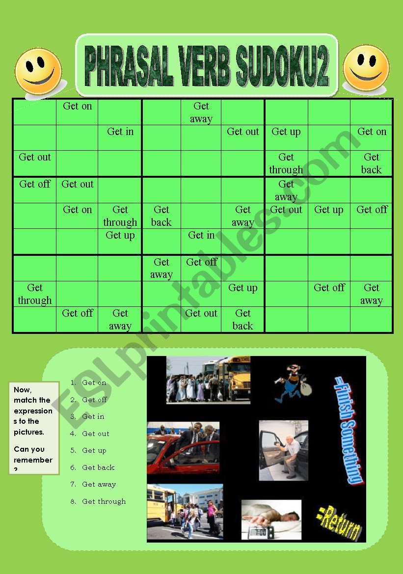 PHRASAL VERBS WITH GET SUDOKU2