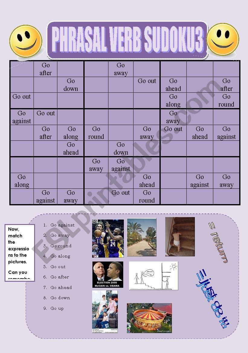 PHRASAL VERBS WITH GO SUDOKU3