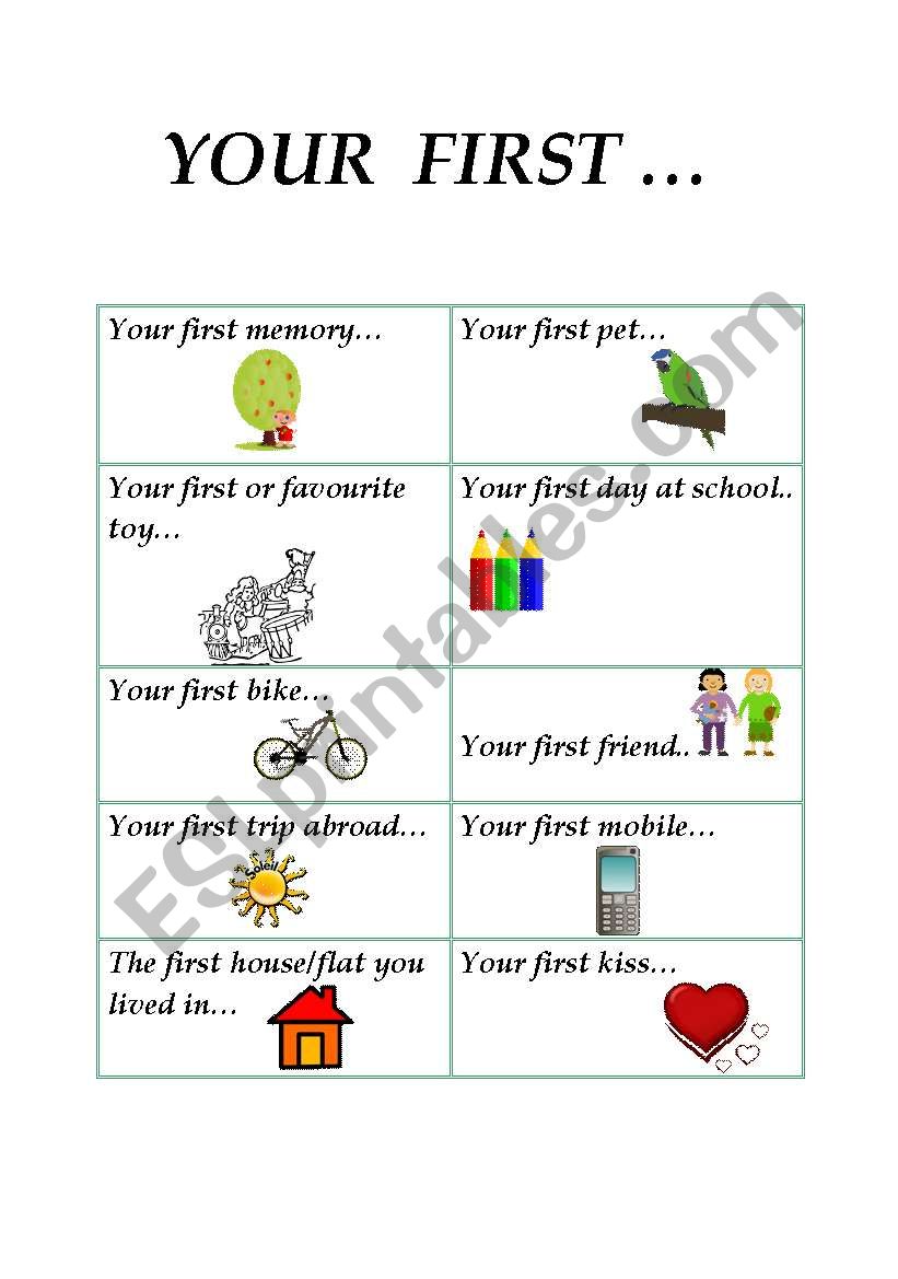 Your first... past tense speaking activity