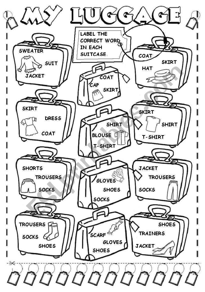 My luggage (clothes) worksheet
