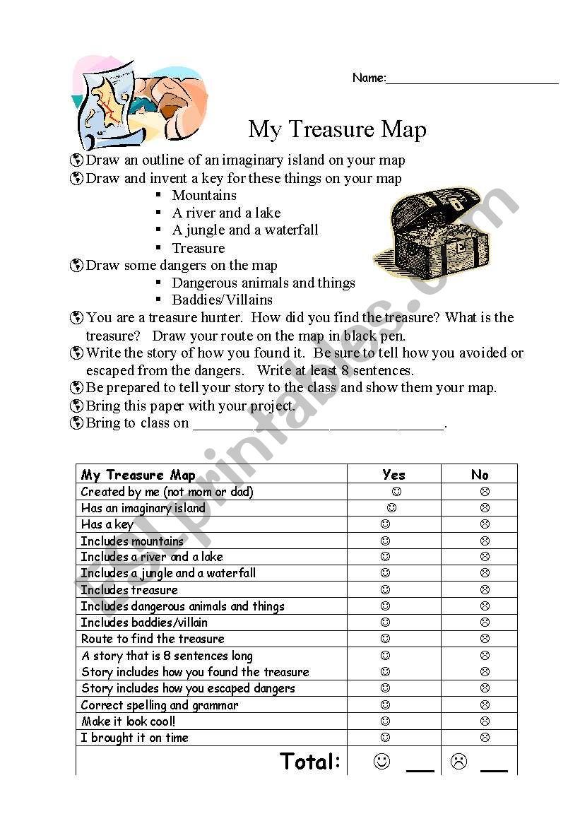 My Treasure Map Rubric worksheet