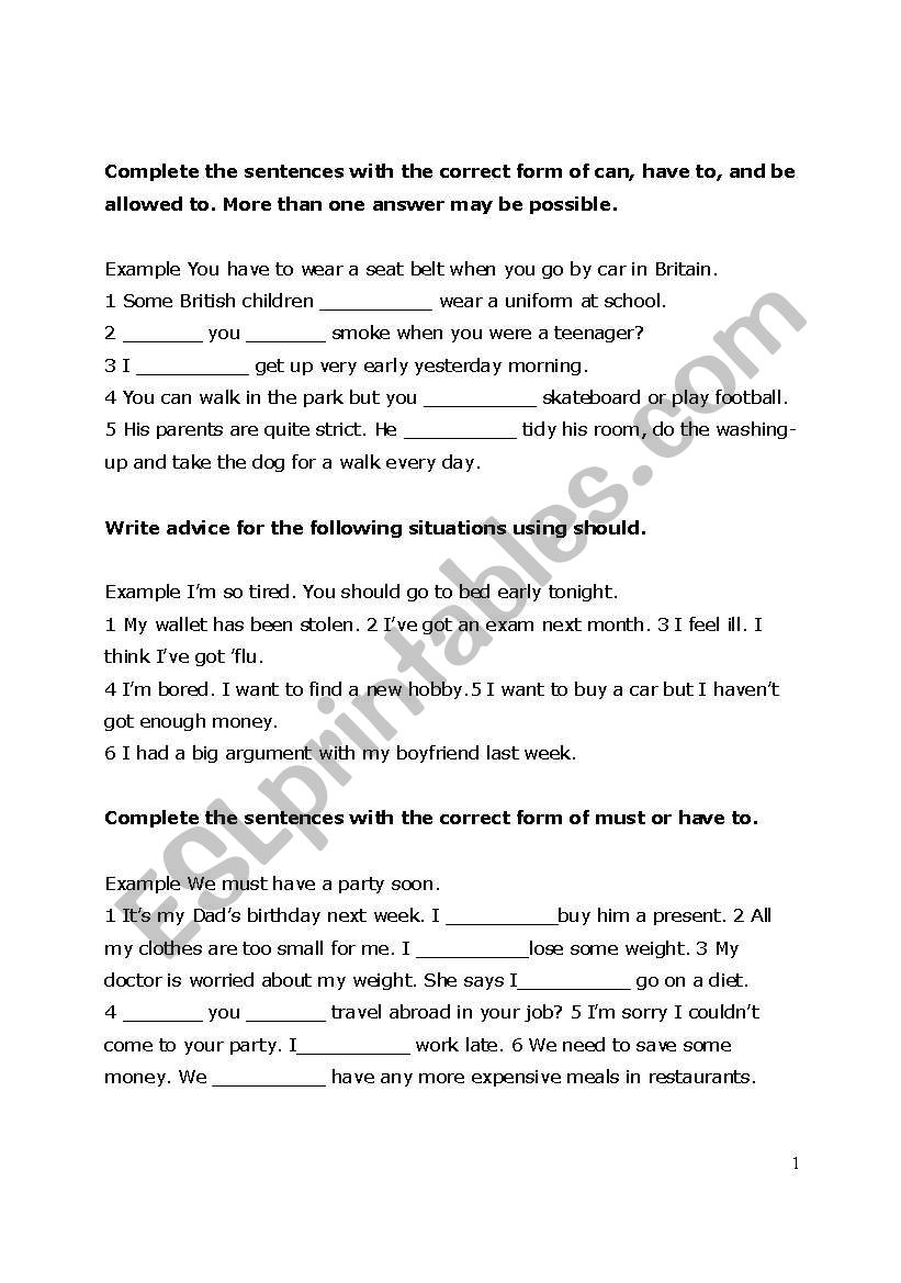 grammar exercises worksheet