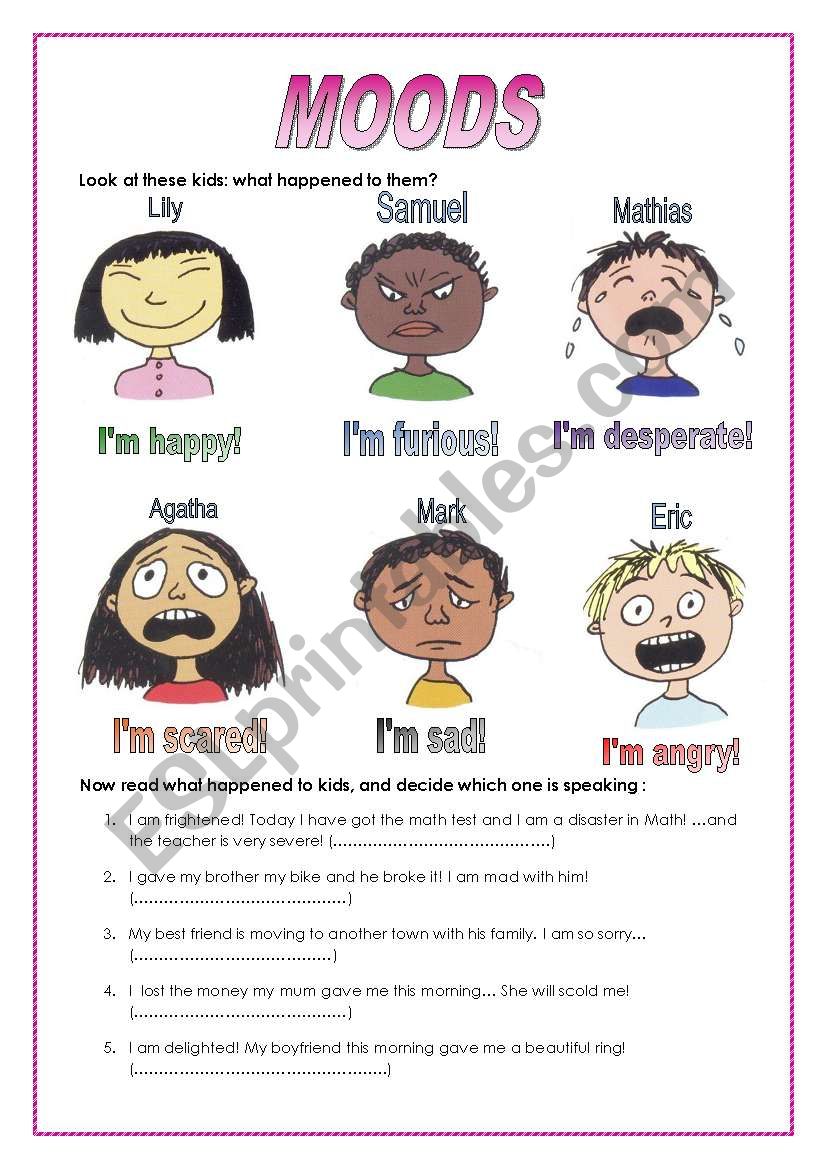 moods worksheet