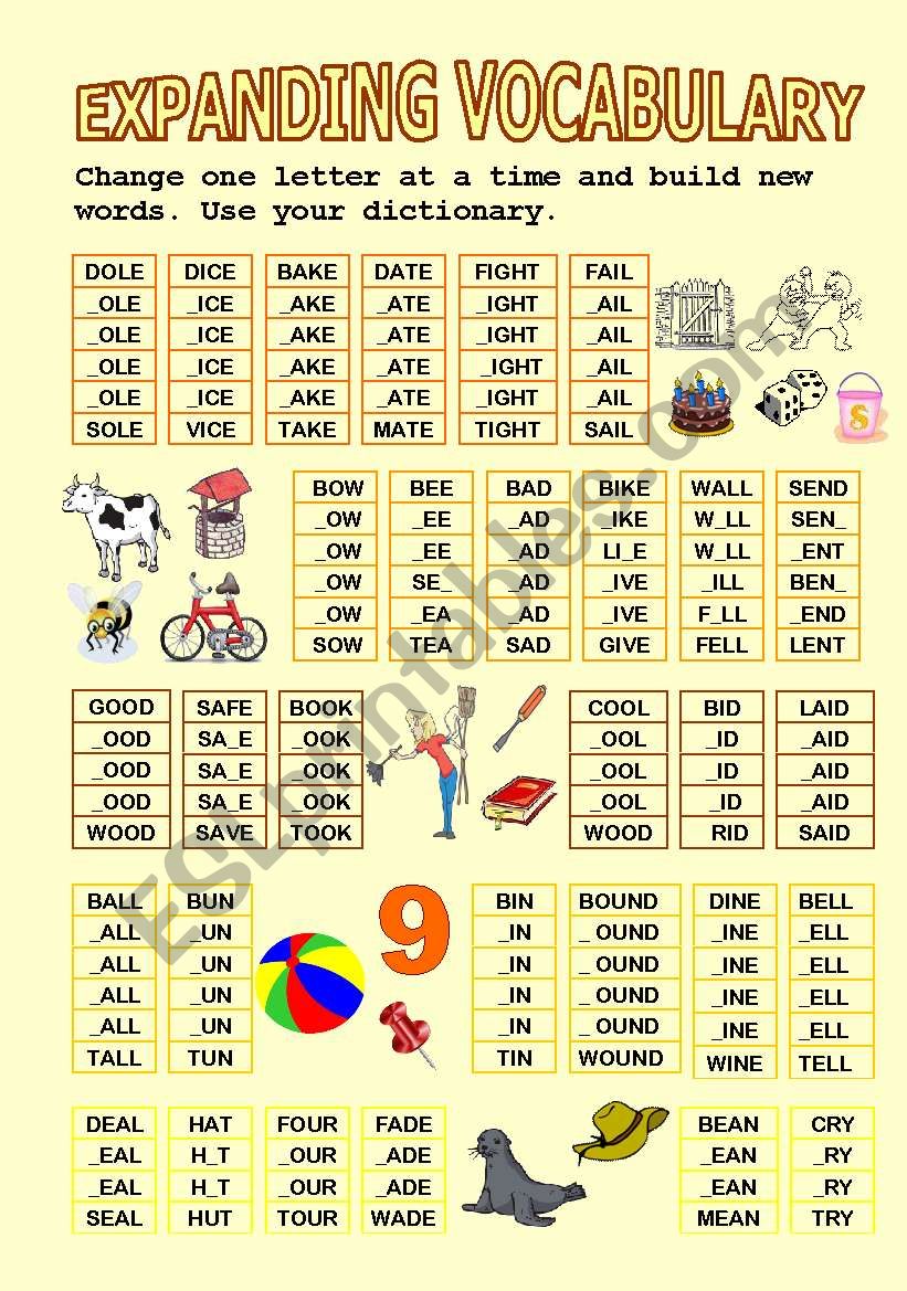 Expanding vocaulary II worksheet