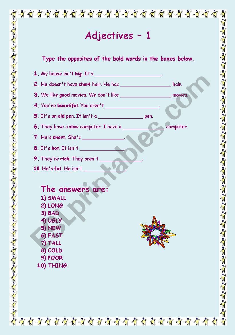 Adjectives  1 worksheet