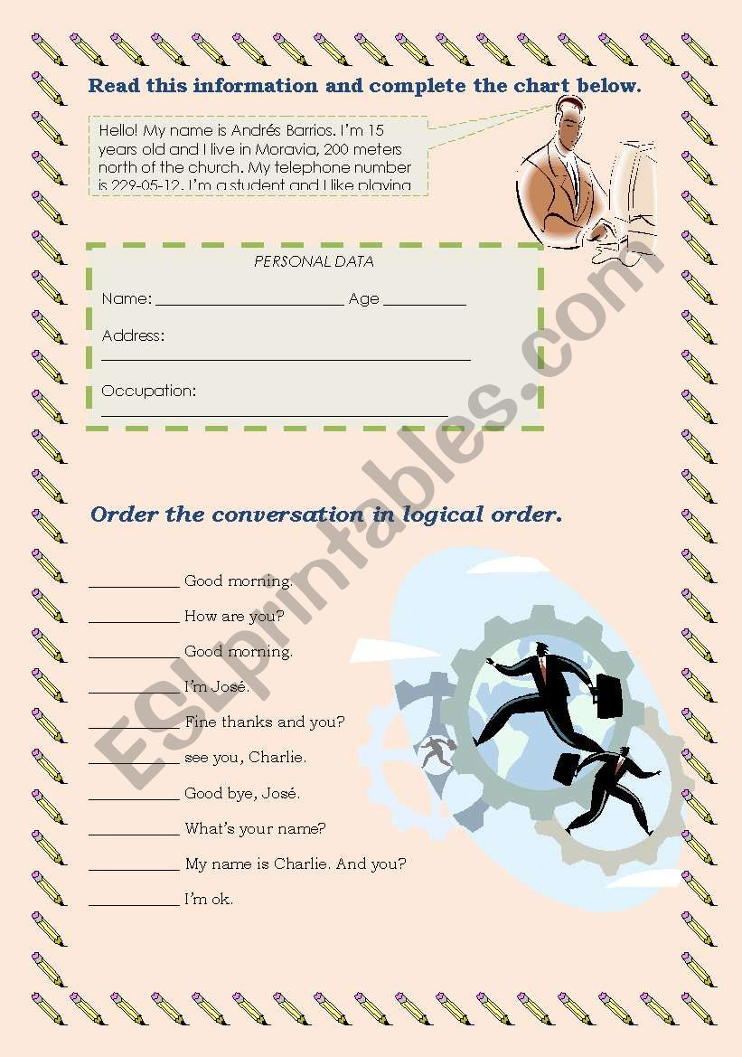 personal info worksheet