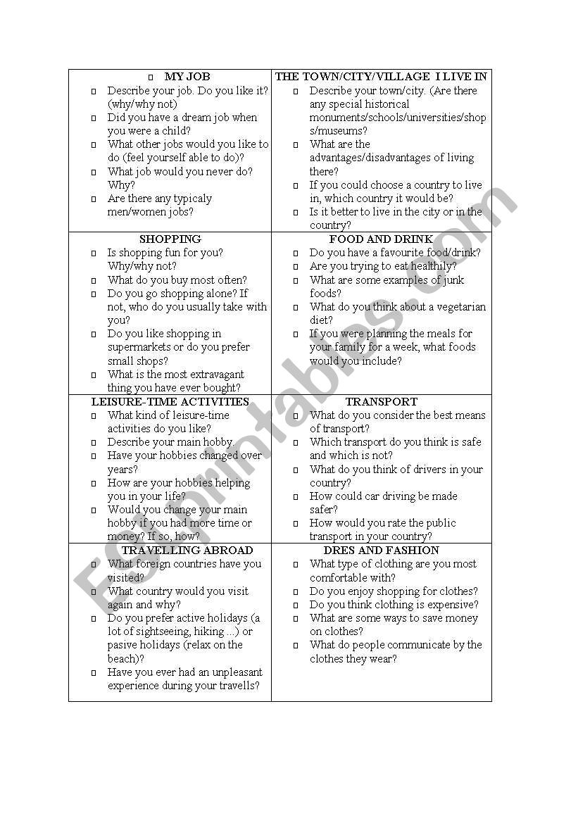 Conversation flashcards  worksheet