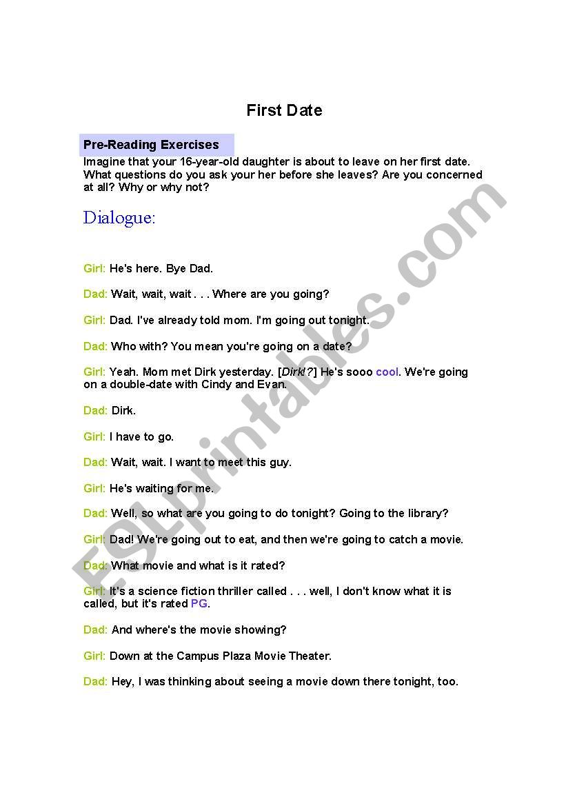 First Date worksheet