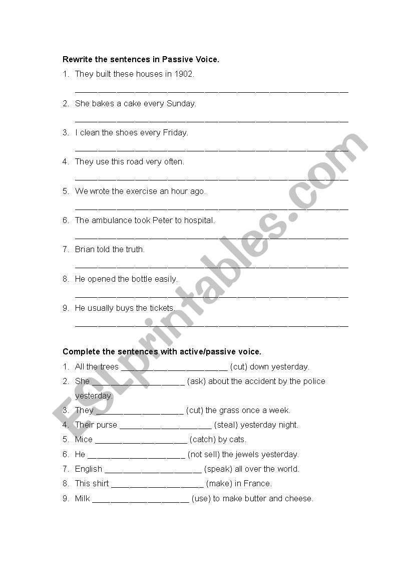 Passive voice worksheet