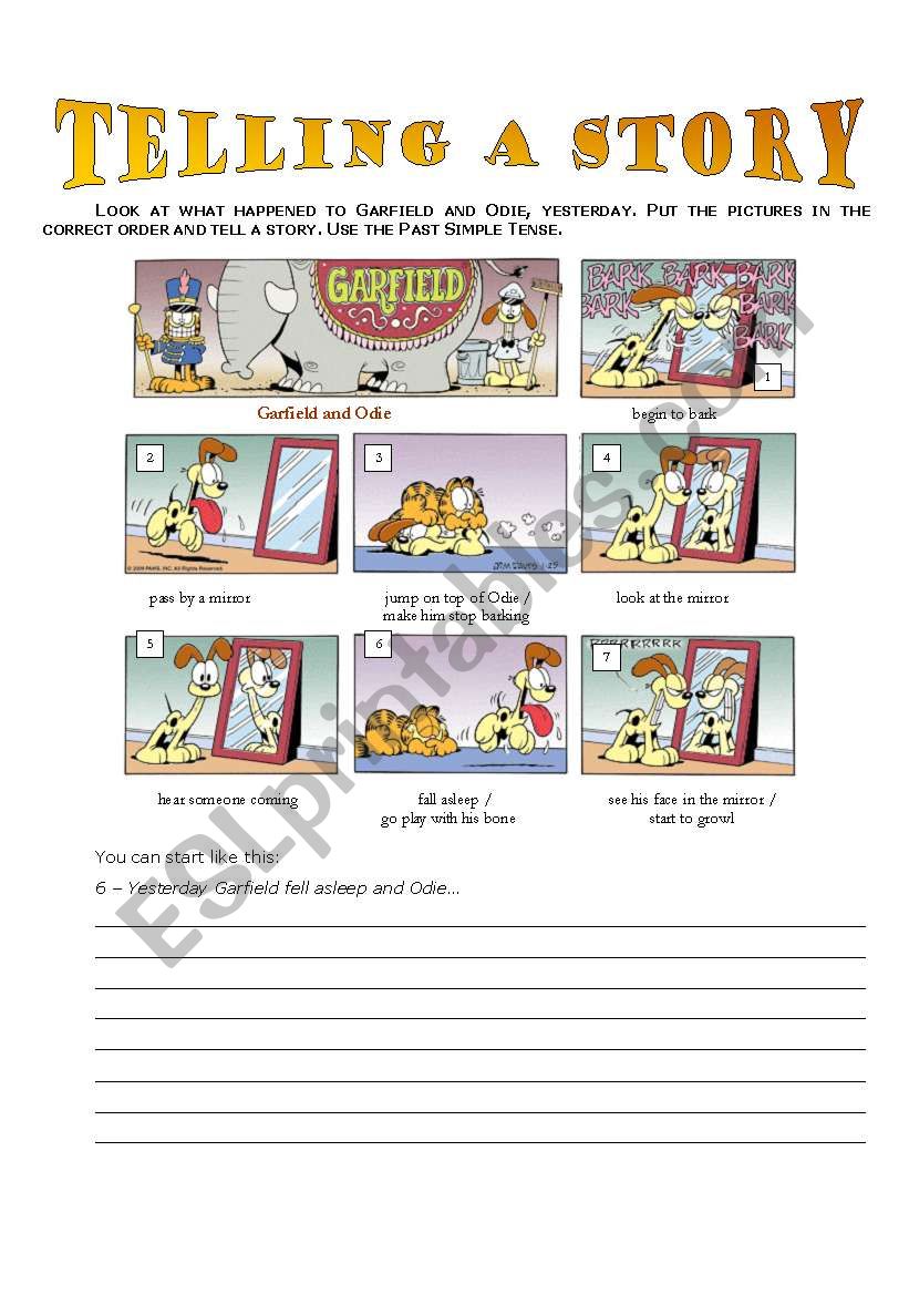 Garfield - Telling a story through pictures (past simple)